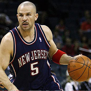 New Jersey Nets Jason Kidd looks up at the score board during the first  quarter against the Washington Wizards at the Verizon Center in Washington  on April 10, 2007. (UPI Photo/Kevin Dietsch